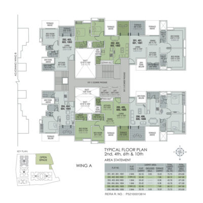 Wing A - 2nd,4th,6th,8th & 10th Floor Plan